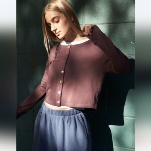 LA Relaxed Hemp Cropped Boxy Cardigan